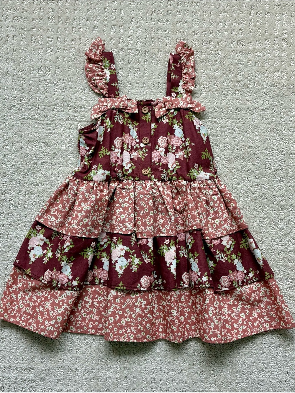 Happy Threads Girls 2T Cottagecore Floral Tiered Dress